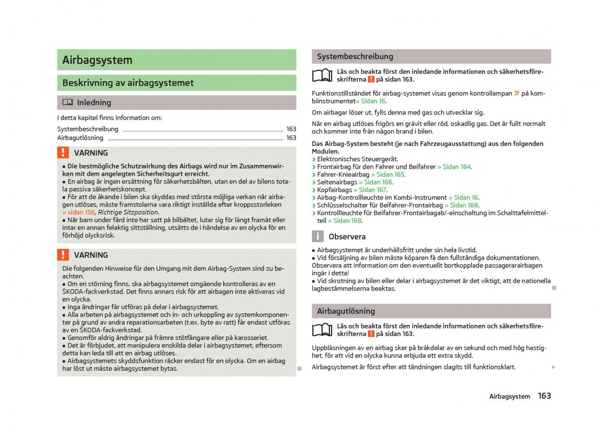 Skoda Octavia III 3 instruktionsbok / page 165