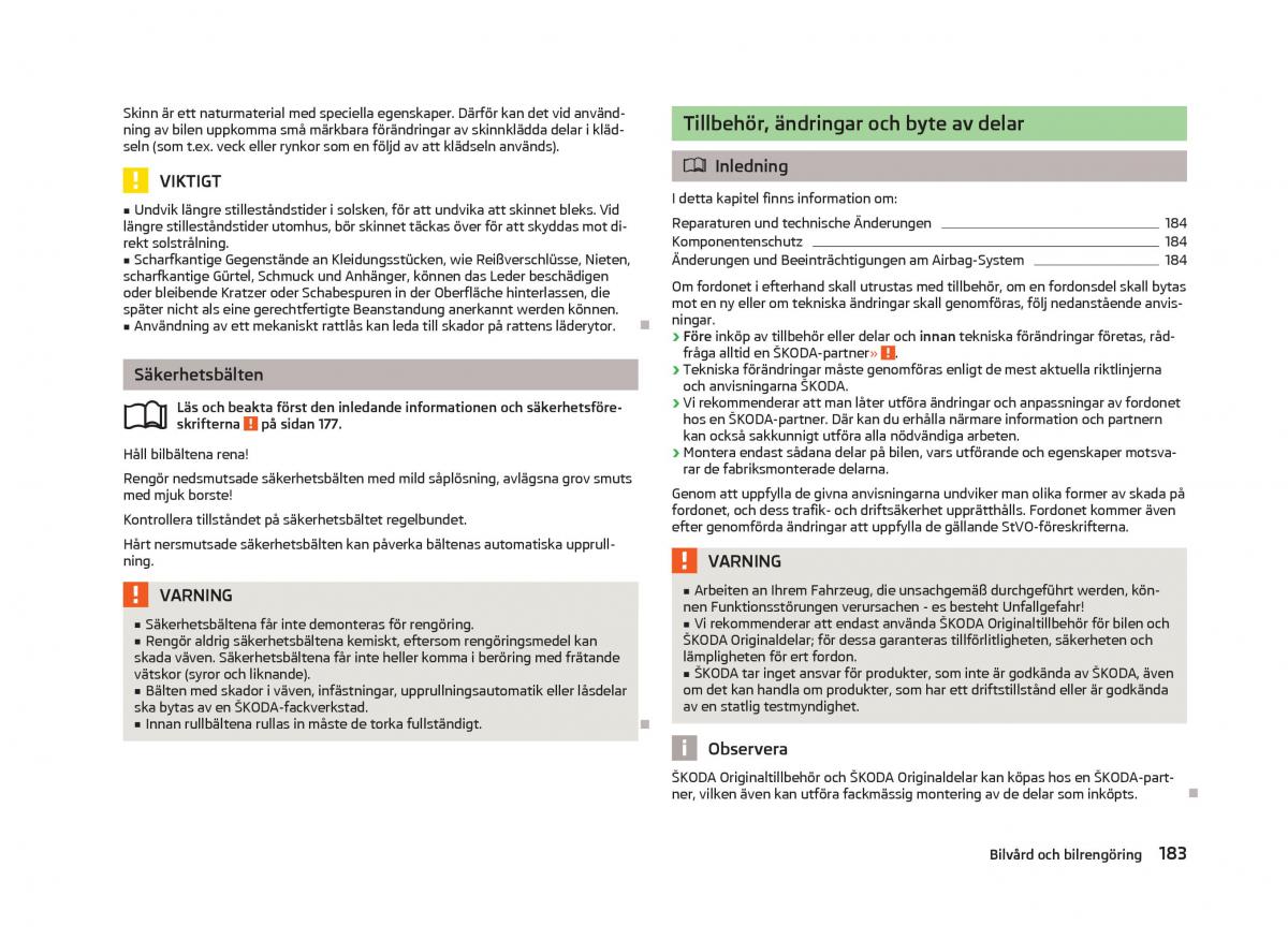 Skoda Octavia III 3 instruktionsbok / page 185