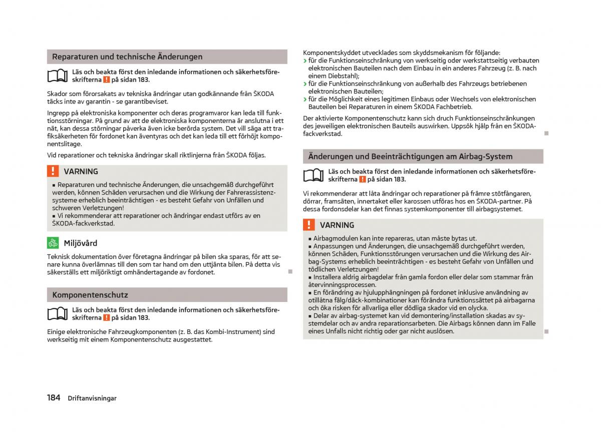 Skoda Octavia III 3 instruktionsbok / page 186