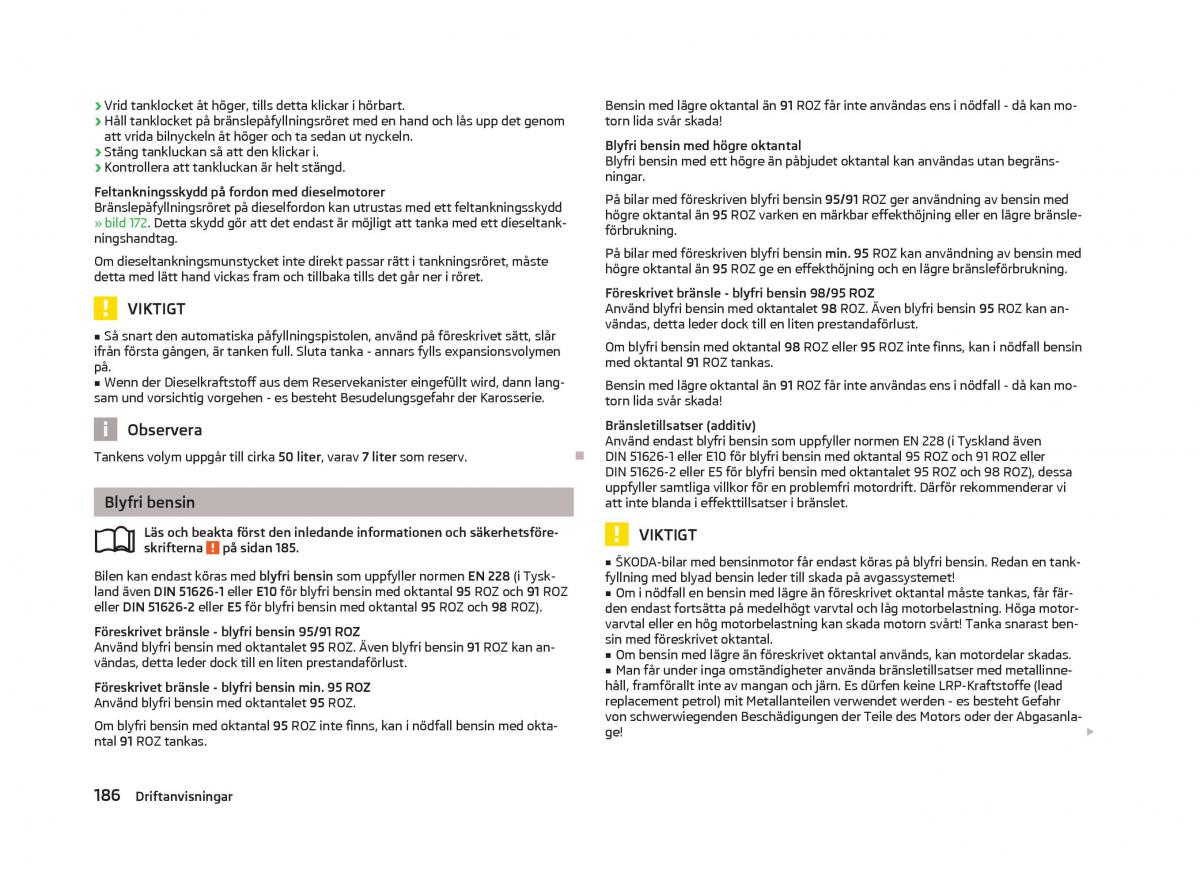 Skoda Octavia III 3 instruktionsbok / page 188