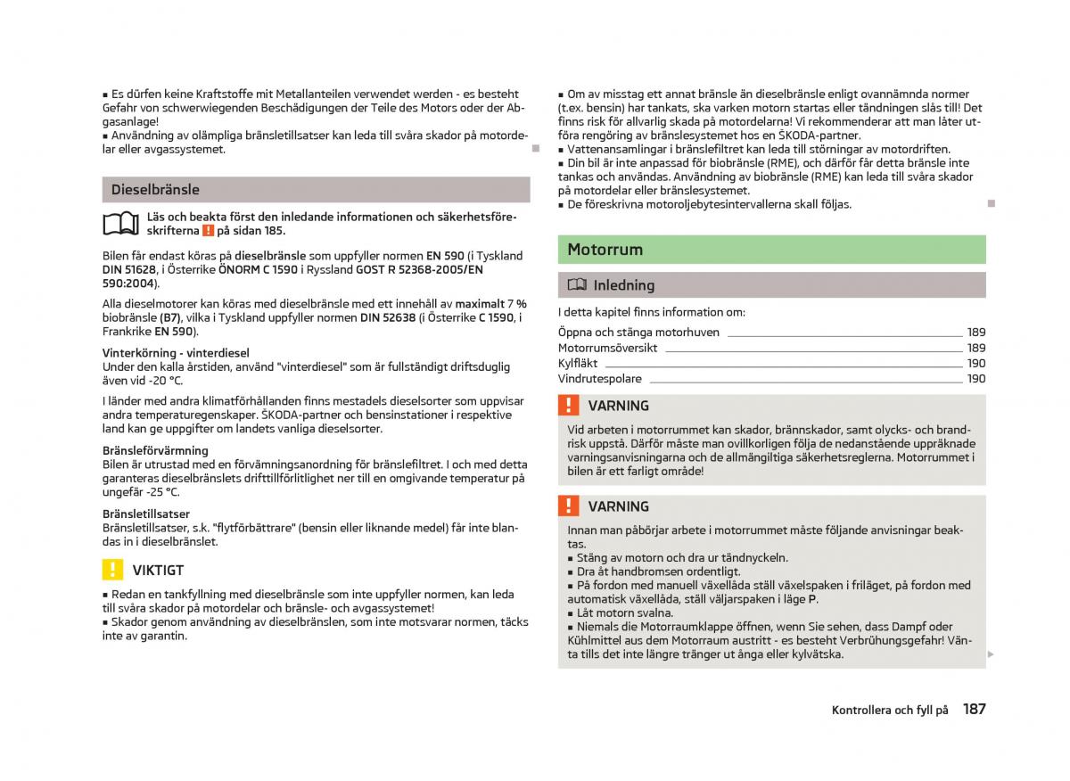 Skoda Octavia III 3 instruktionsbok / page 189