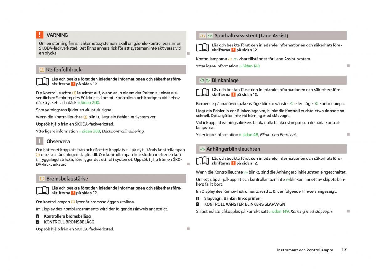 Skoda Octavia III 3 instruktionsbok / page 19