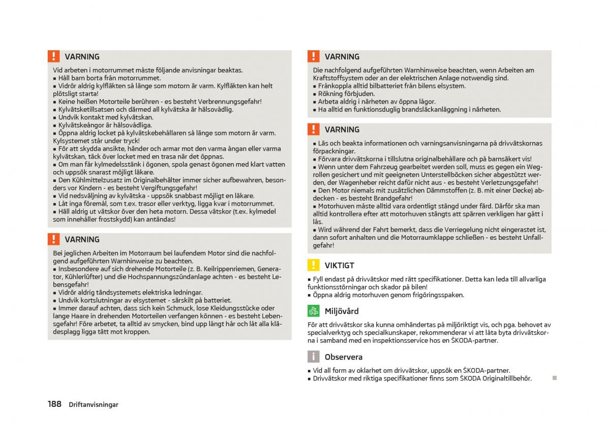 Skoda Octavia III 3 instruktionsbok / page 190