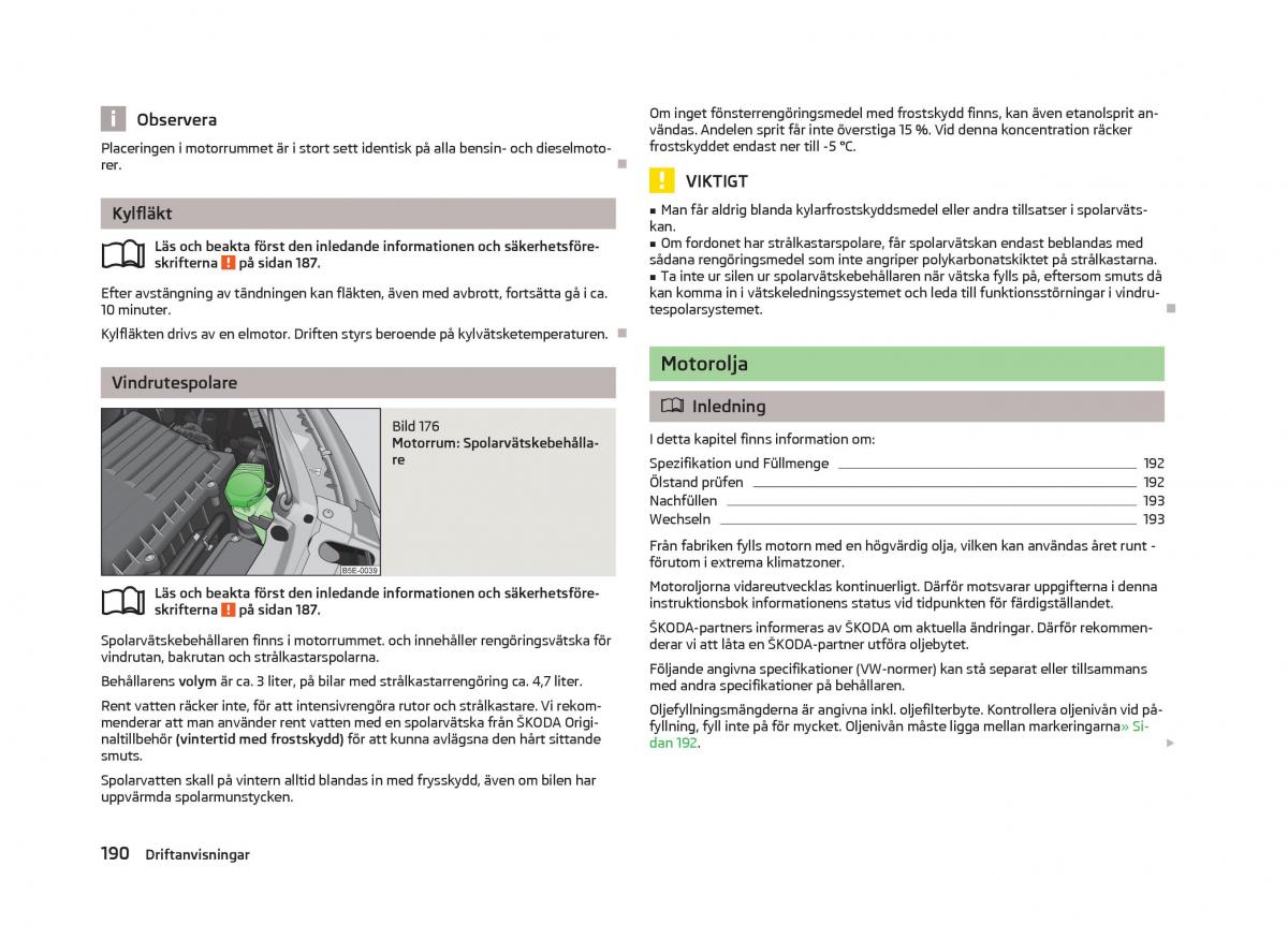 Skoda Octavia III 3 instruktionsbok / page 192