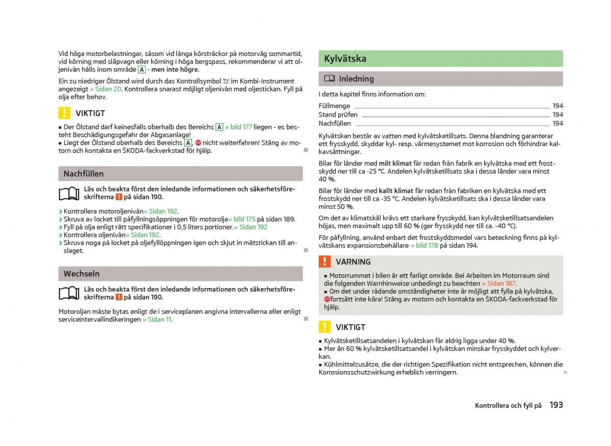 Skoda Octavia III 3 instruktionsbok / page 195