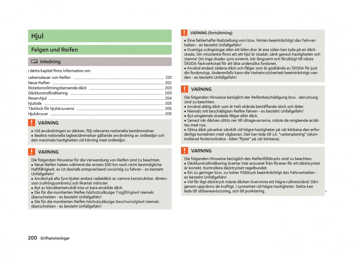 Skoda Octavia III 3 instruktionsbok / page 202