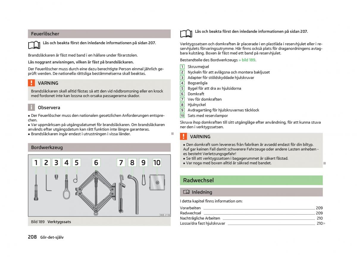 Skoda Octavia III 3 instruktionsbok / page 210