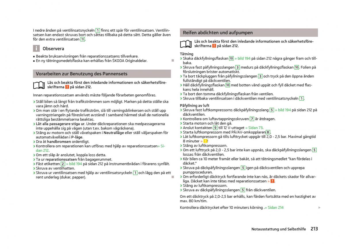 Skoda Octavia III 3 instruktionsbok / page 215