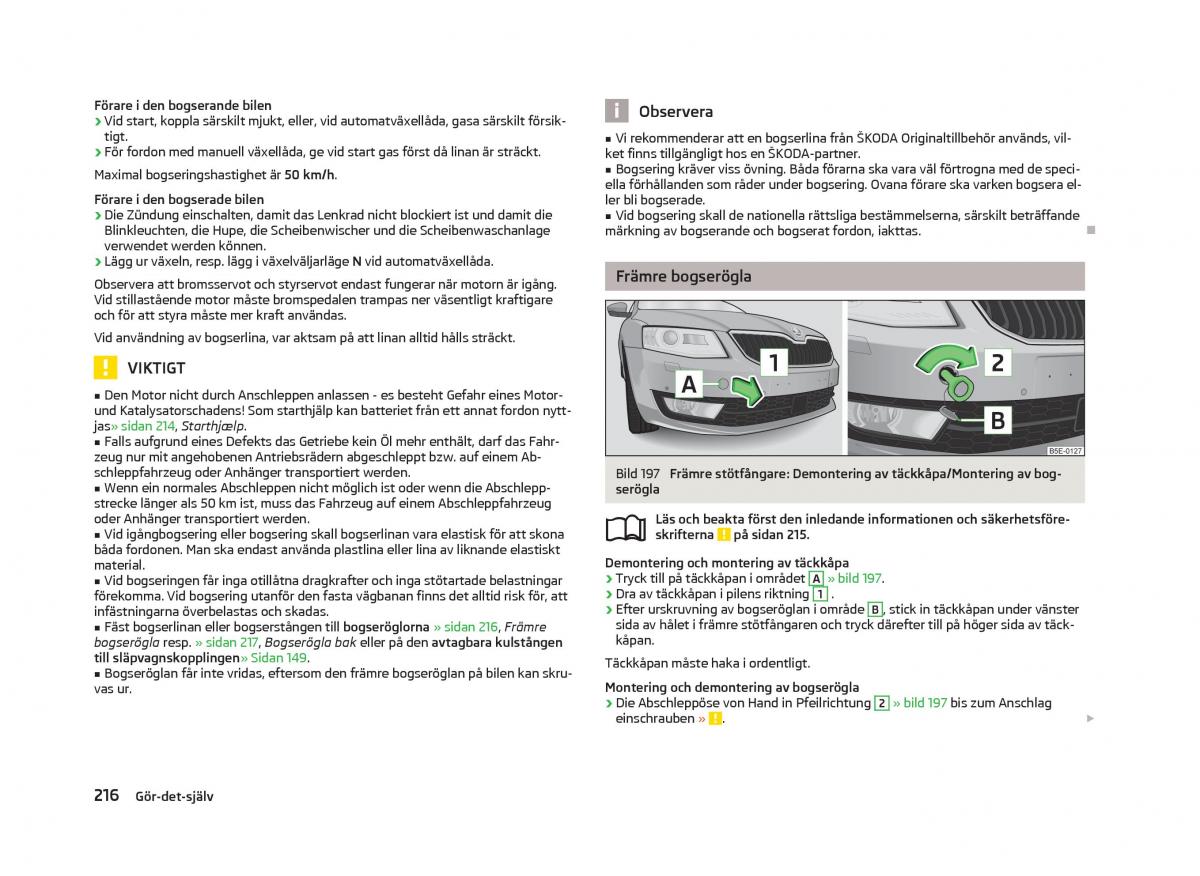 Skoda Octavia III 3 instruktionsbok / page 218