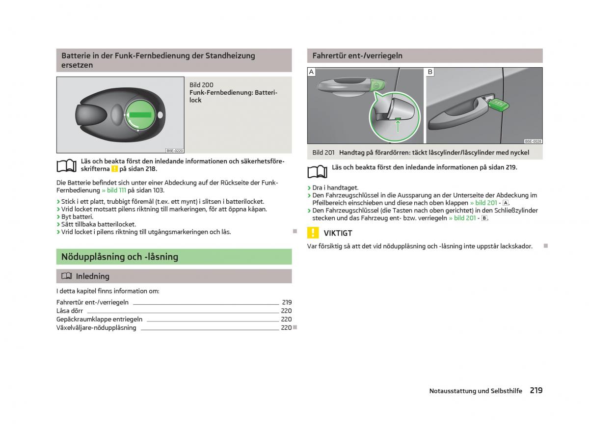 Skoda Octavia III 3 instruktionsbok / page 221