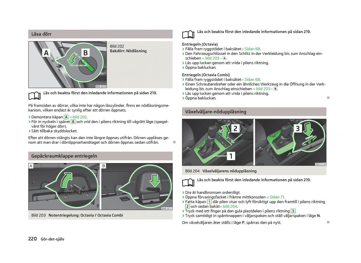 Skoda Octavia III 3 instruktionsbok / page 222