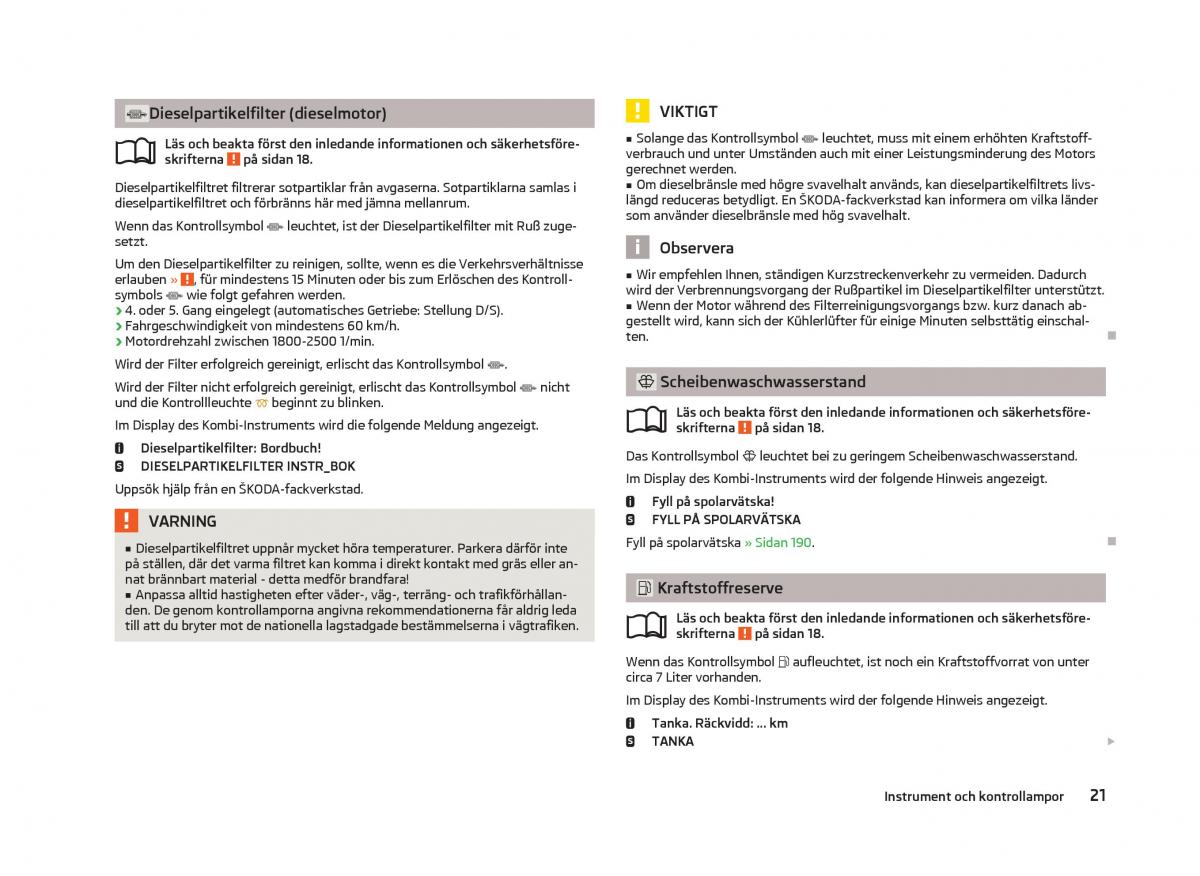 Skoda Octavia III 3 instruktionsbok / page 23