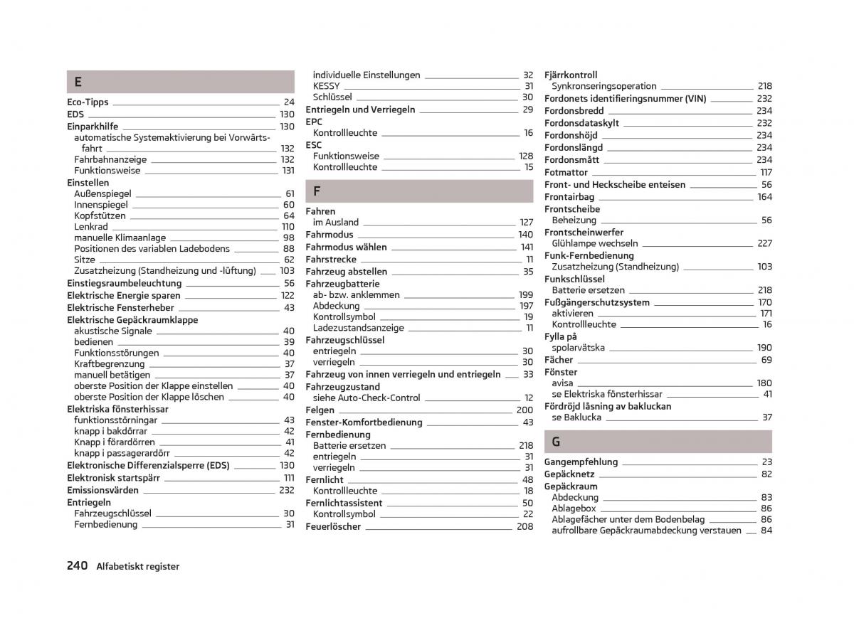 Skoda Octavia III 3 instruktionsbok / page 242