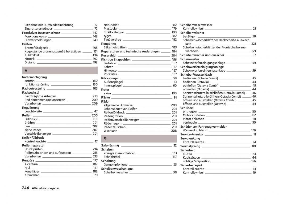 Skoda Octavia III 3 instruktionsbok / page 246