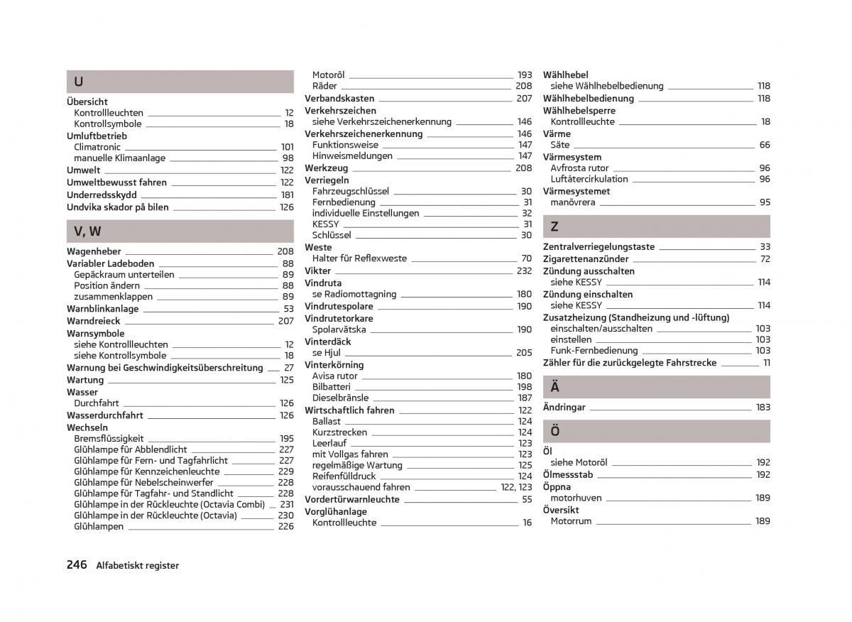 Skoda Octavia III 3 instruktionsbok / page 248