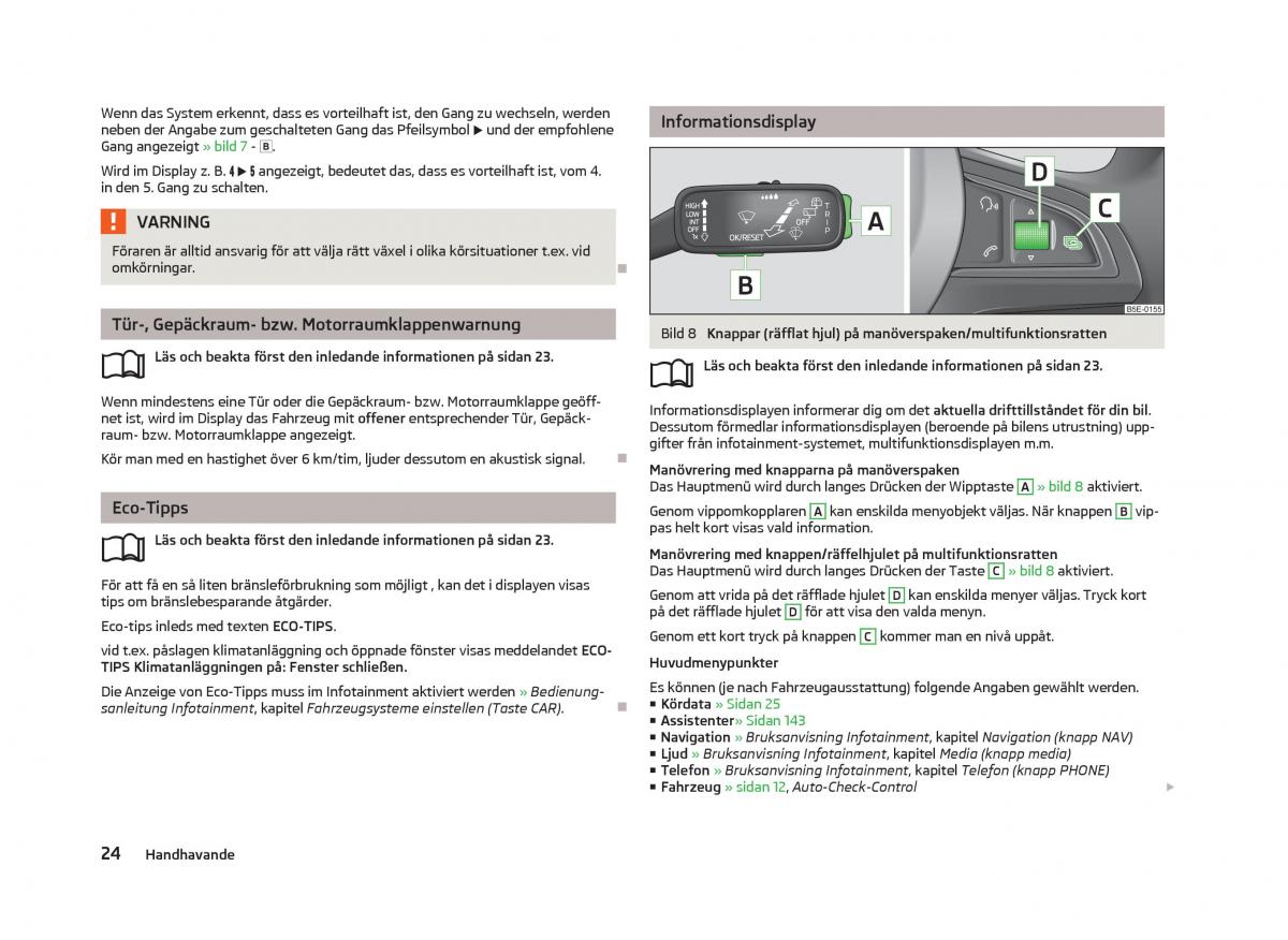 Skoda Octavia III 3 instruktionsbok / page 26