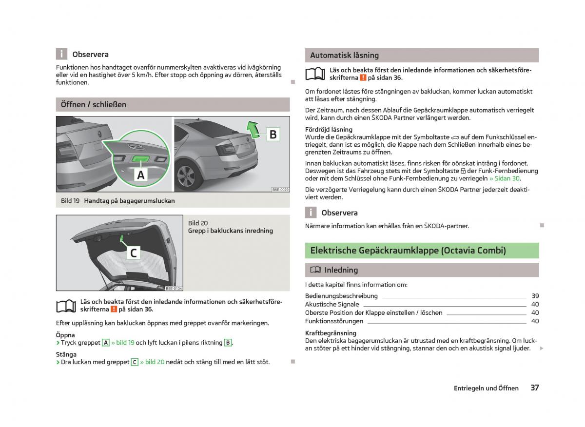 Skoda Octavia III 3 instruktionsbok / page 39