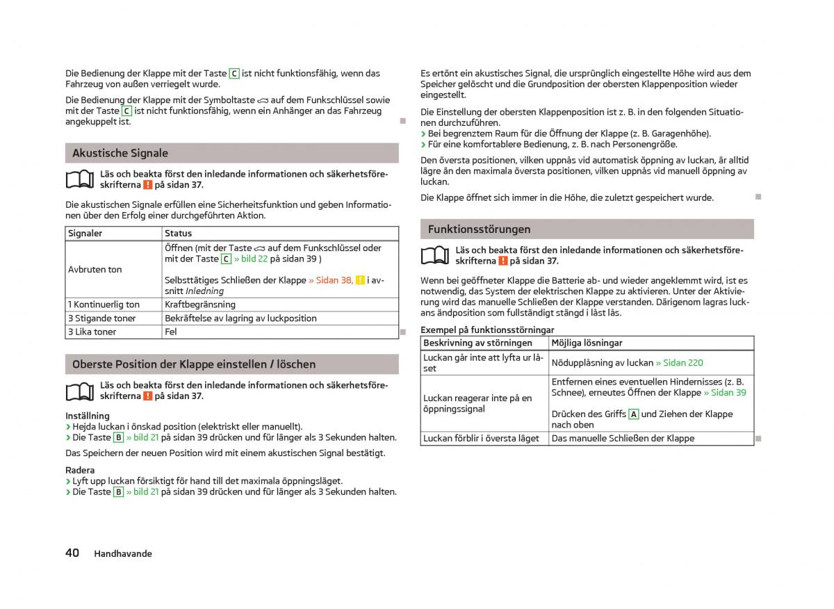 Skoda Octavia III 3 instruktionsbok / page 42