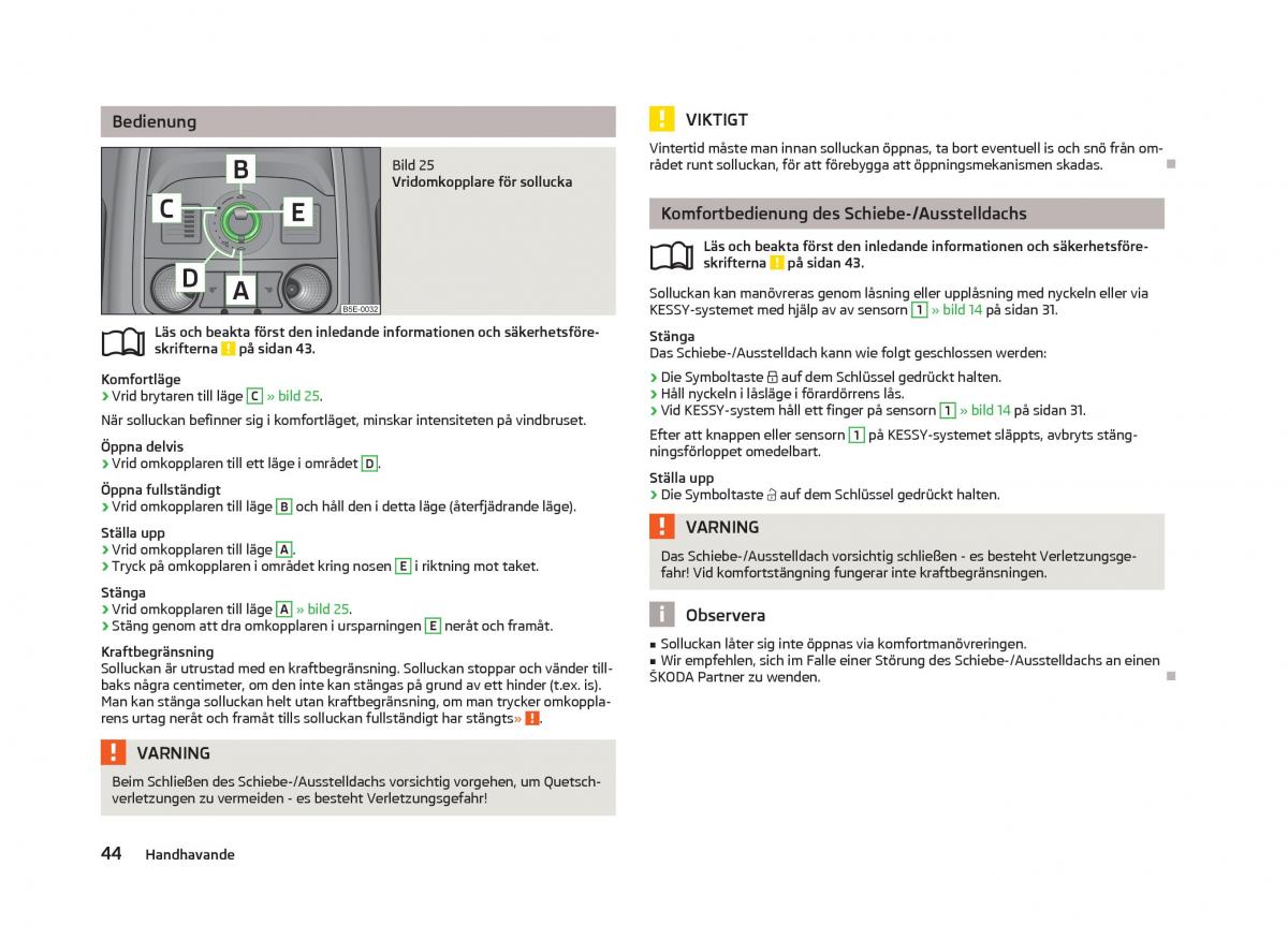 Skoda Octavia III 3 instruktionsbok / page 46