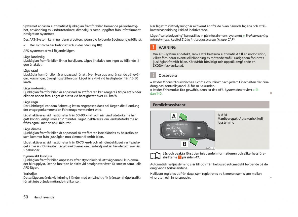 Skoda Octavia III 3 instruktionsbok / page 52