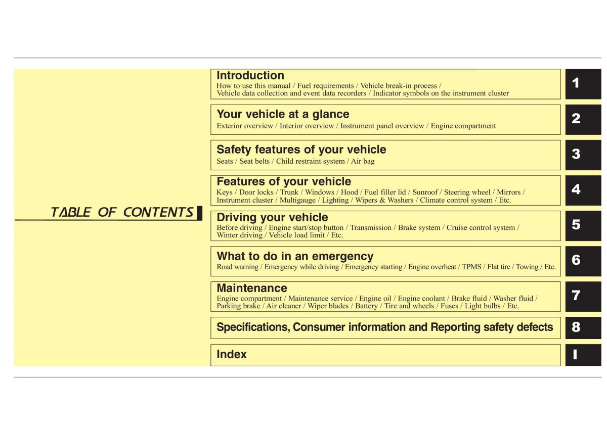 Hyundai Genesis Coupe owners manual / page 7