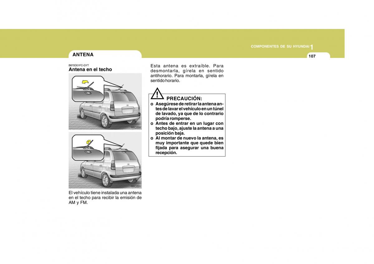 Hyundai Matrix manual del propietario / page 117