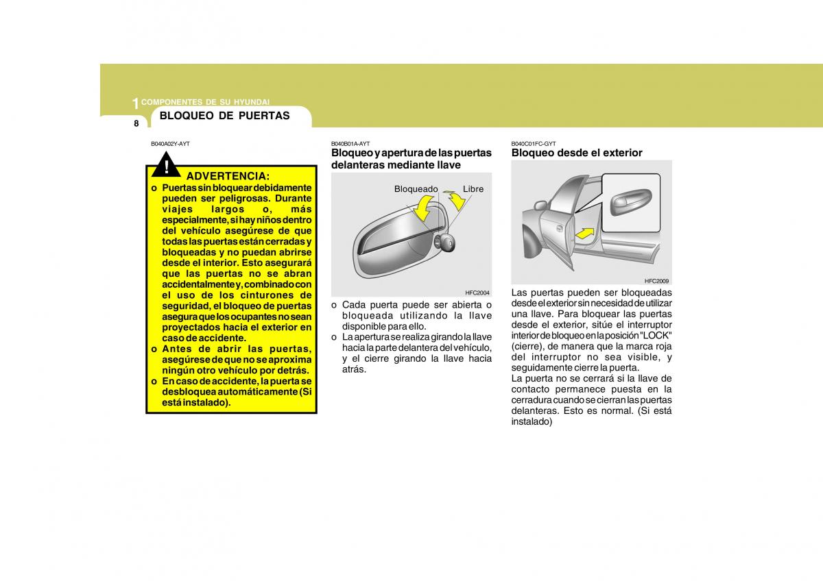 Hyundai Matrix manual del propietario / page 18