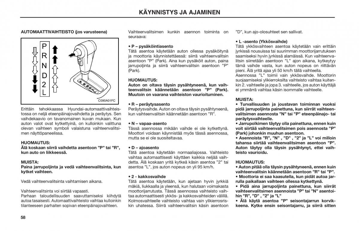 Hyundai Matrix omistajan kasikirja / page 58