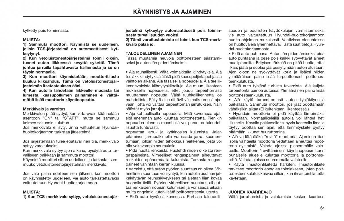 Hyundai Matrix omistajan kasikirja / page 61