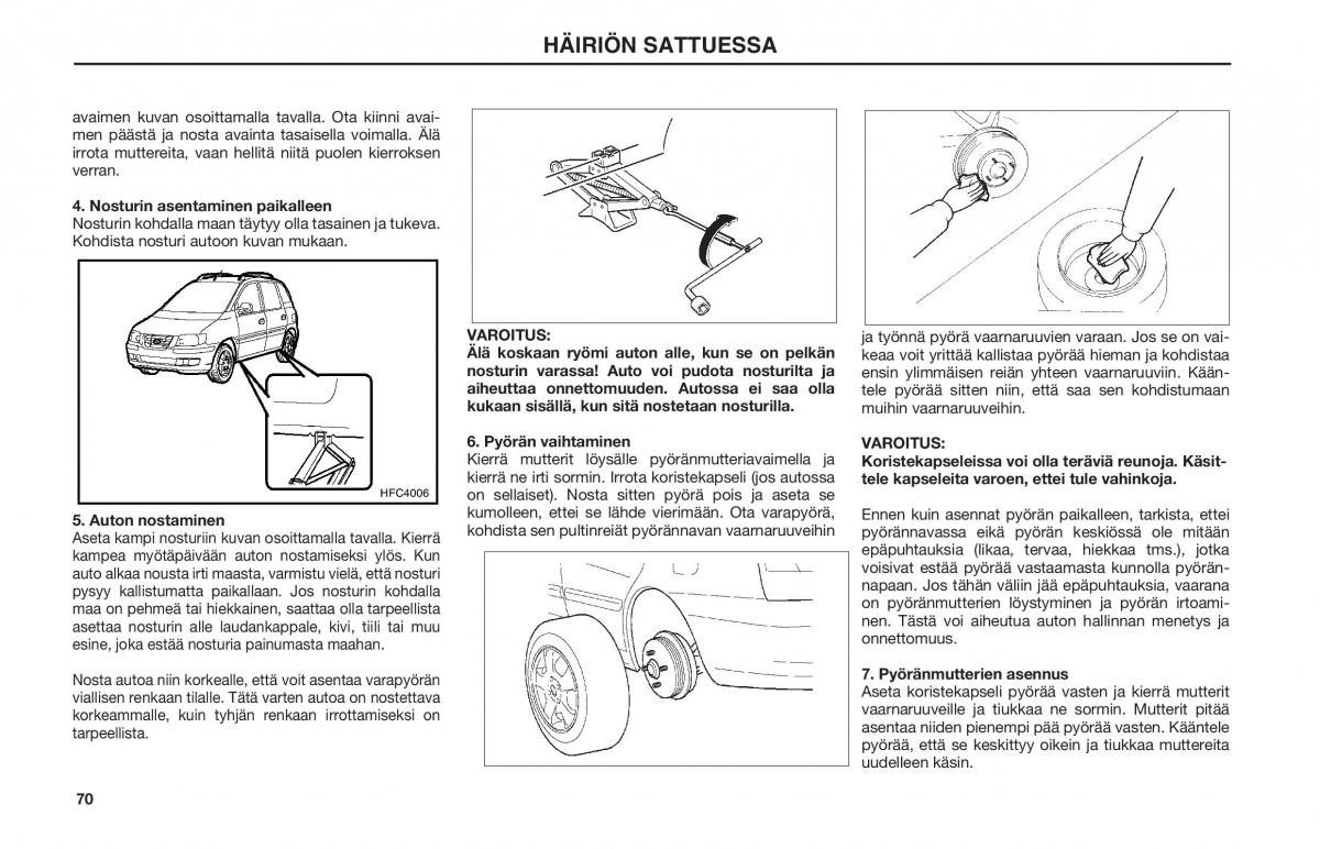 Hyundai Matrix omistajan kasikirja / page 70