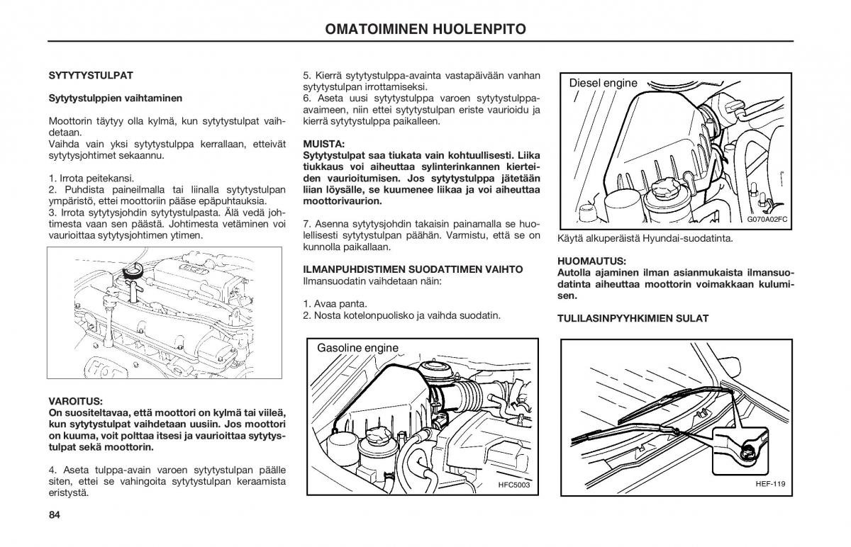 Hyundai Matrix omistajan kasikirja / page 84