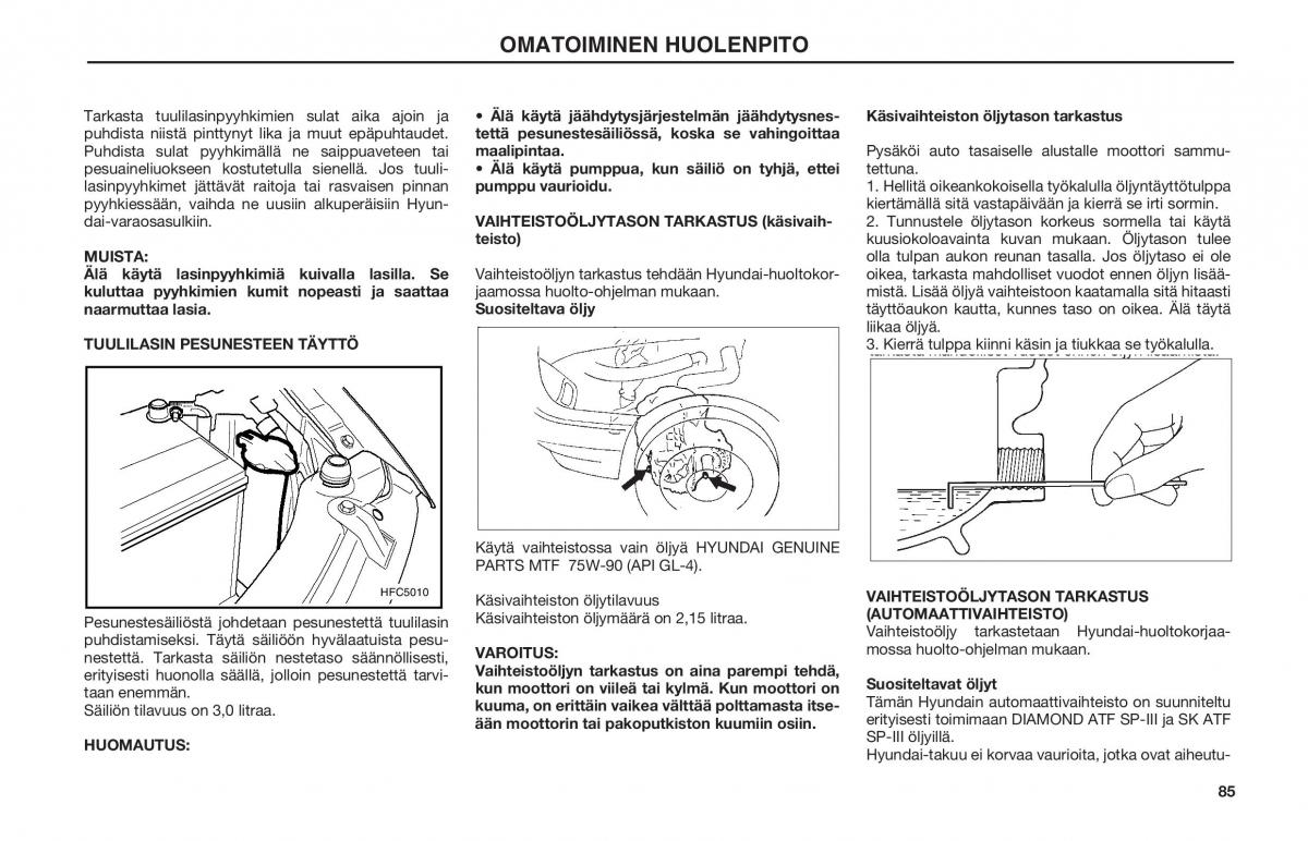 Hyundai Matrix omistajan kasikirja / page 85