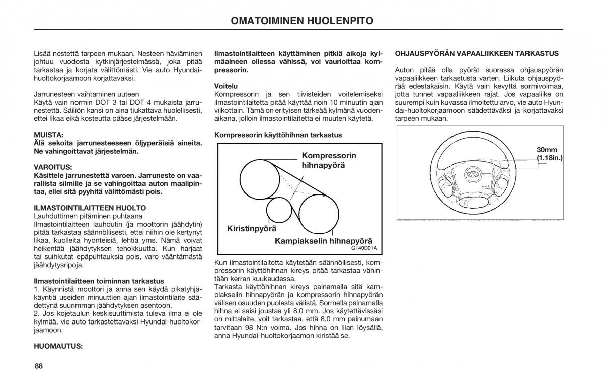 Hyundai Matrix omistajan kasikirja / page 88