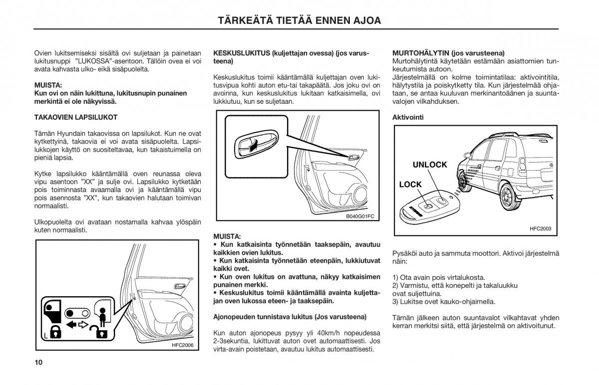 Hyundai Matrix omistajan kasikirja / page 10