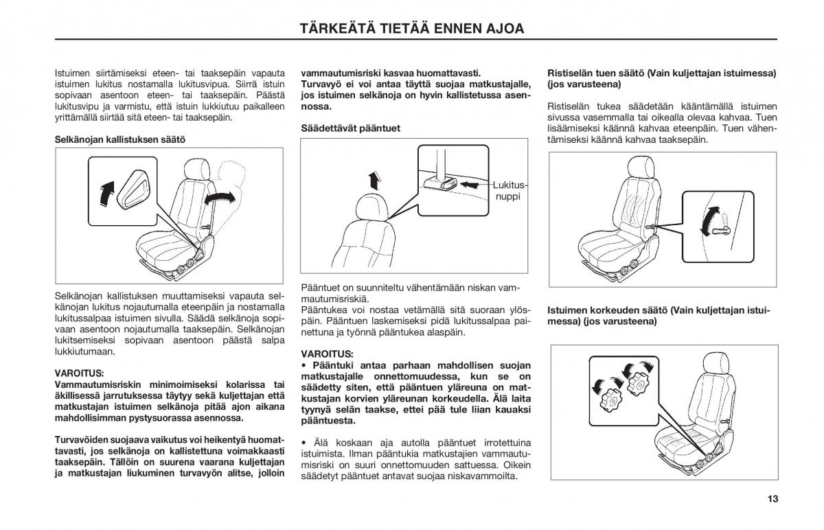 Hyundai Matrix omistajan kasikirja / page 13