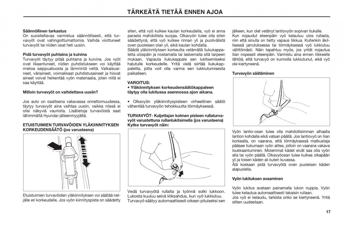 Hyundai Matrix omistajan kasikirja / page 17