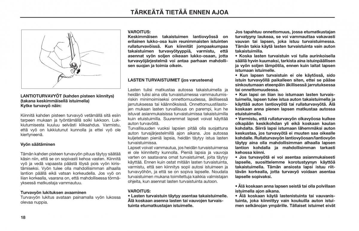 Hyundai Matrix omistajan kasikirja / page 18