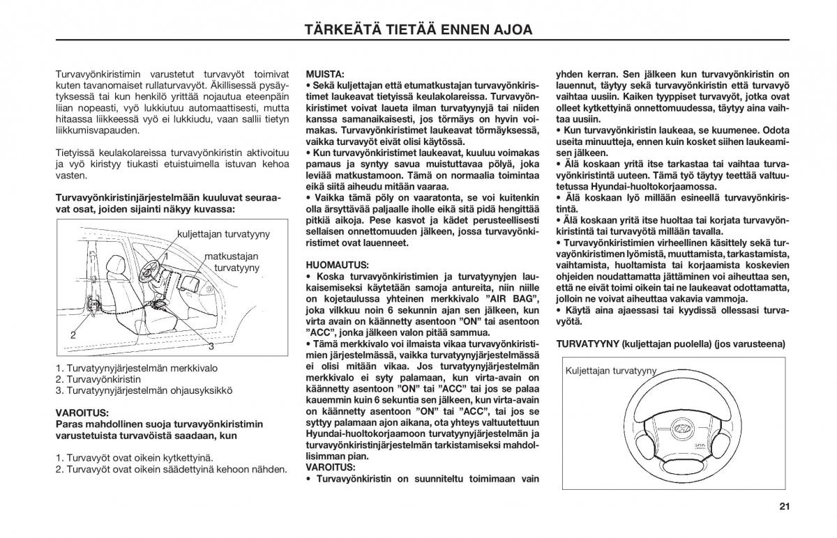 Hyundai Matrix omistajan kasikirja / page 21