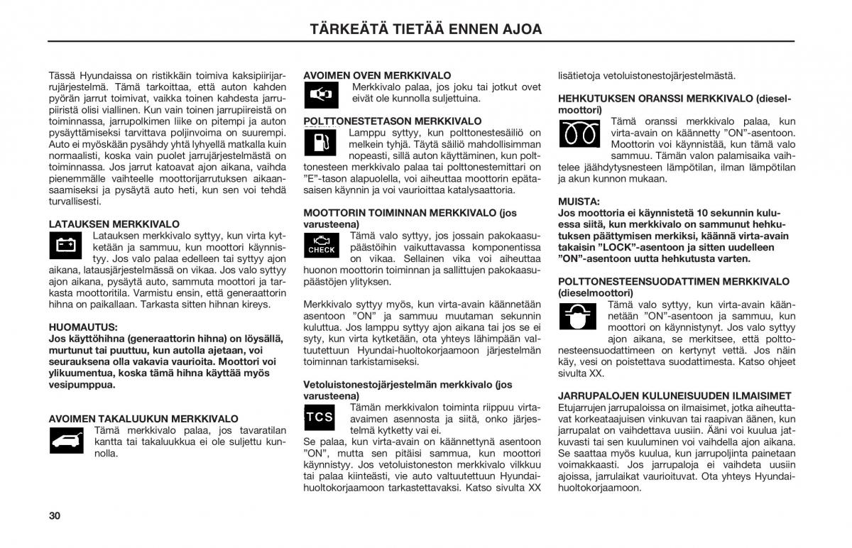 Hyundai Matrix omistajan kasikirja / page 30