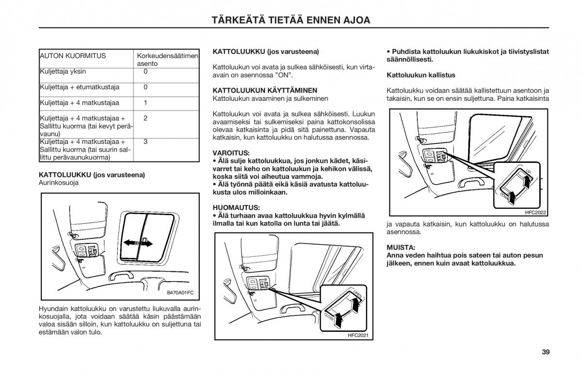 Hyundai Matrix omistajan kasikirja / page 39