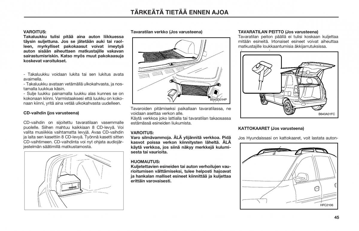 Hyundai Matrix omistajan kasikirja / page 45