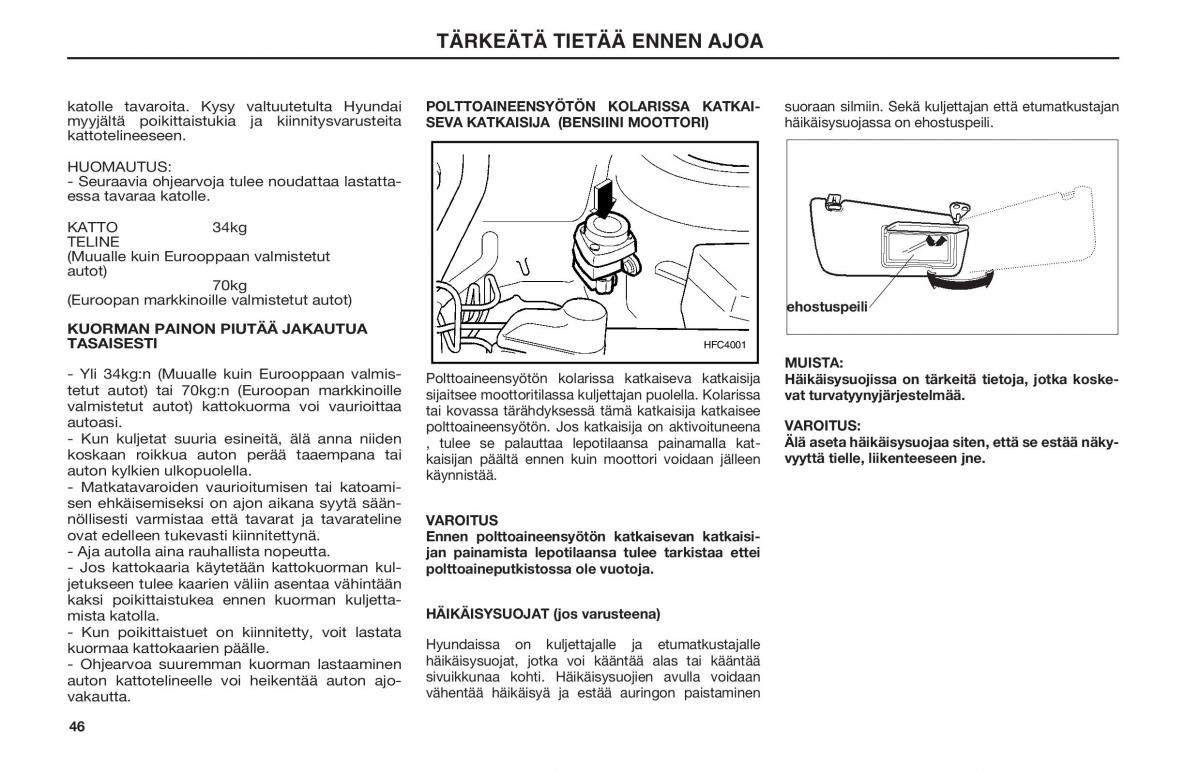 Hyundai Matrix omistajan kasikirja / page 46