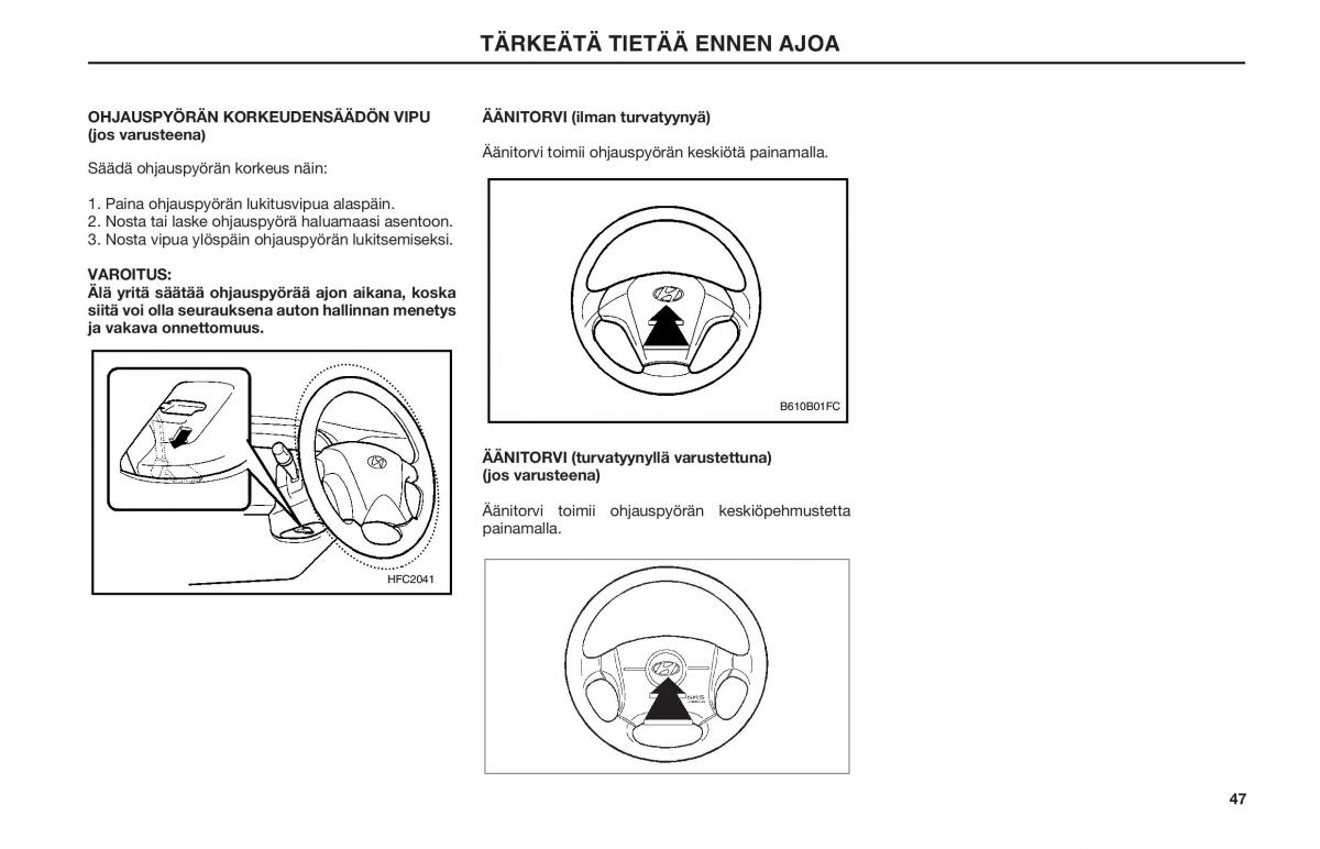 Hyundai Matrix omistajan kasikirja / page 47