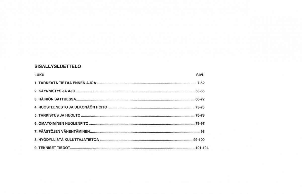 Hyundai Matrix omistajan kasikirja / page 5