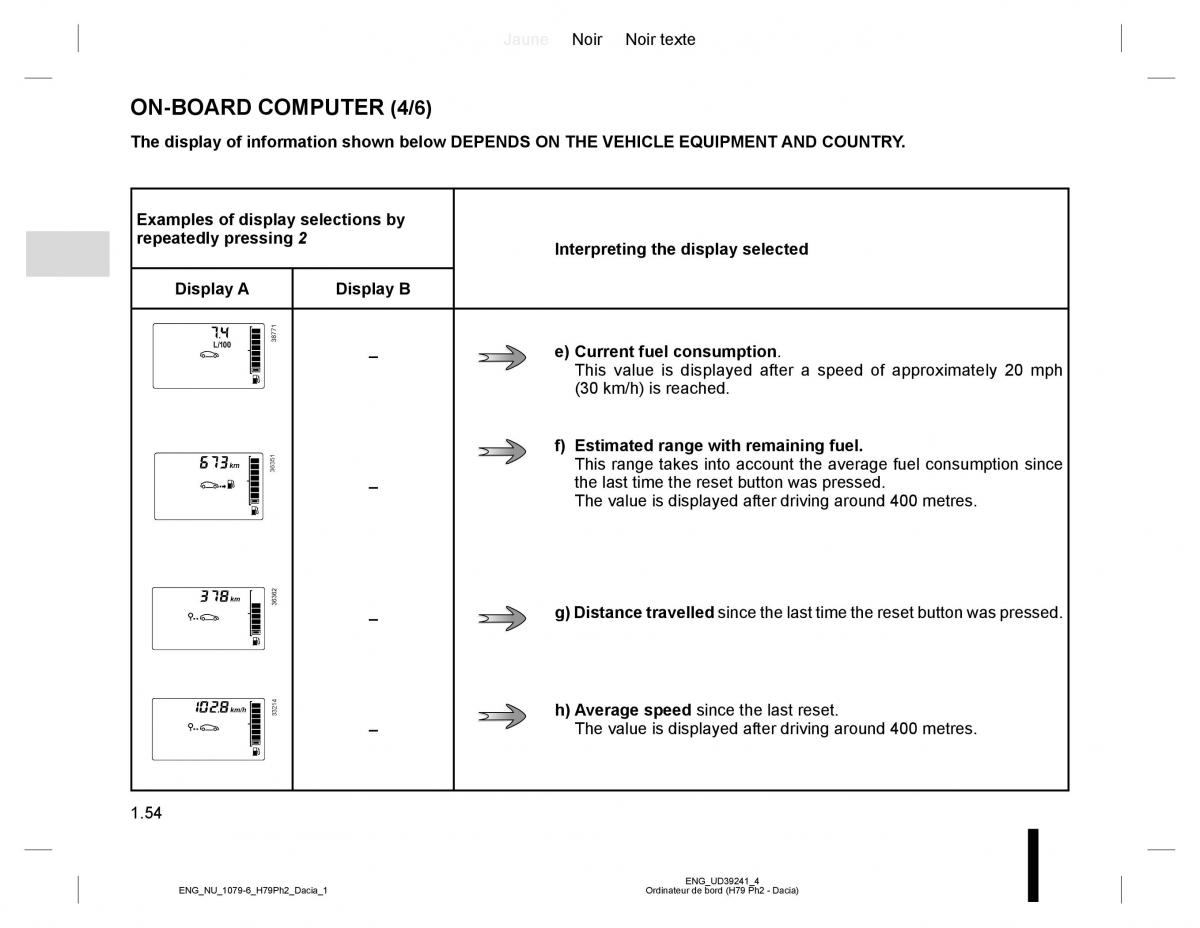 Dacia Duster owners manual / page 58