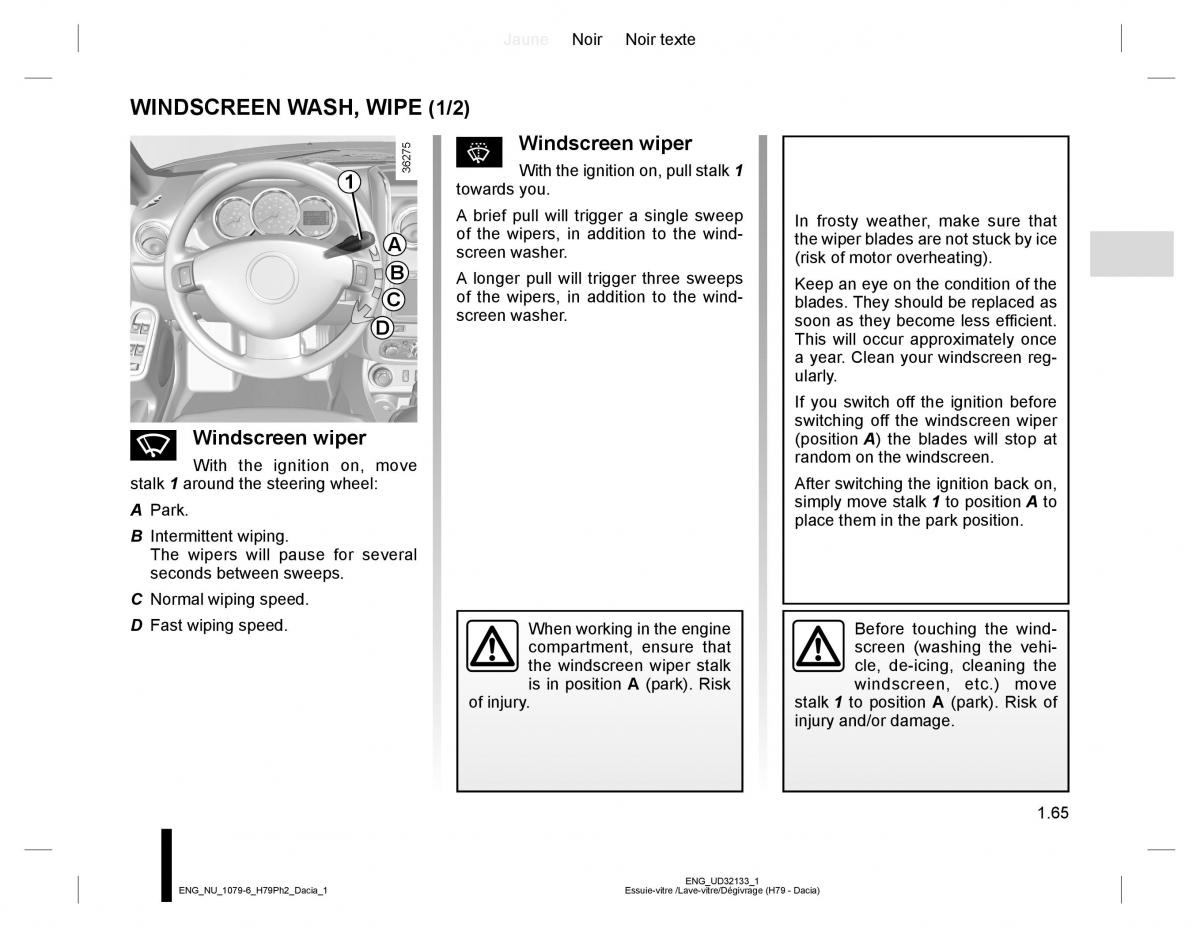 Dacia Duster owners manual / page 69