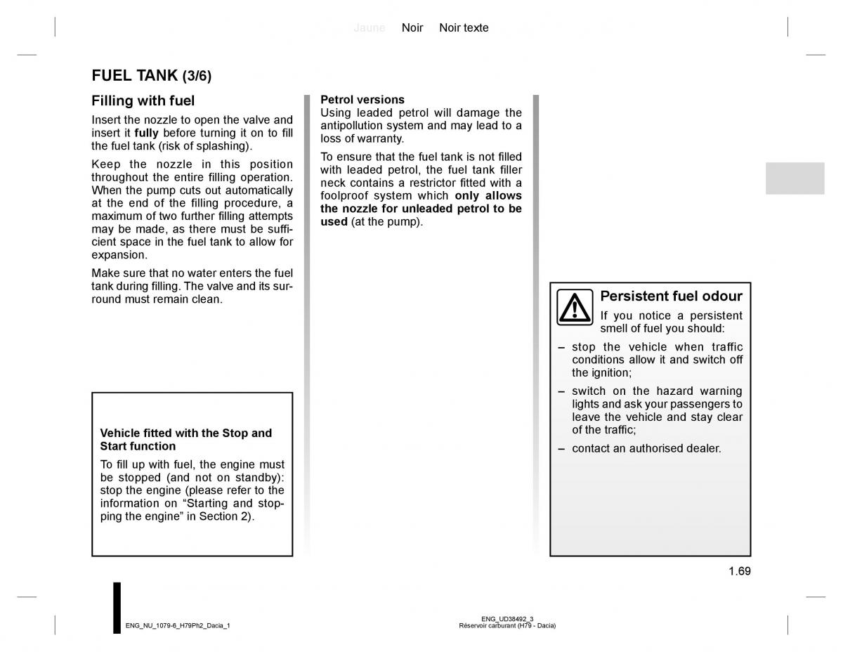 Dacia Duster owners manual / page 73