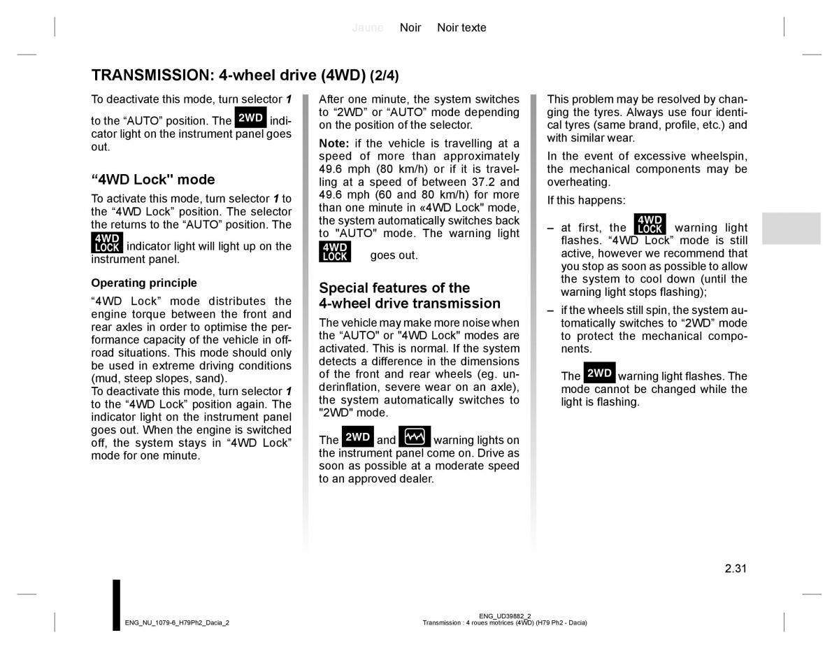 Dacia Duster owners manual / page 107