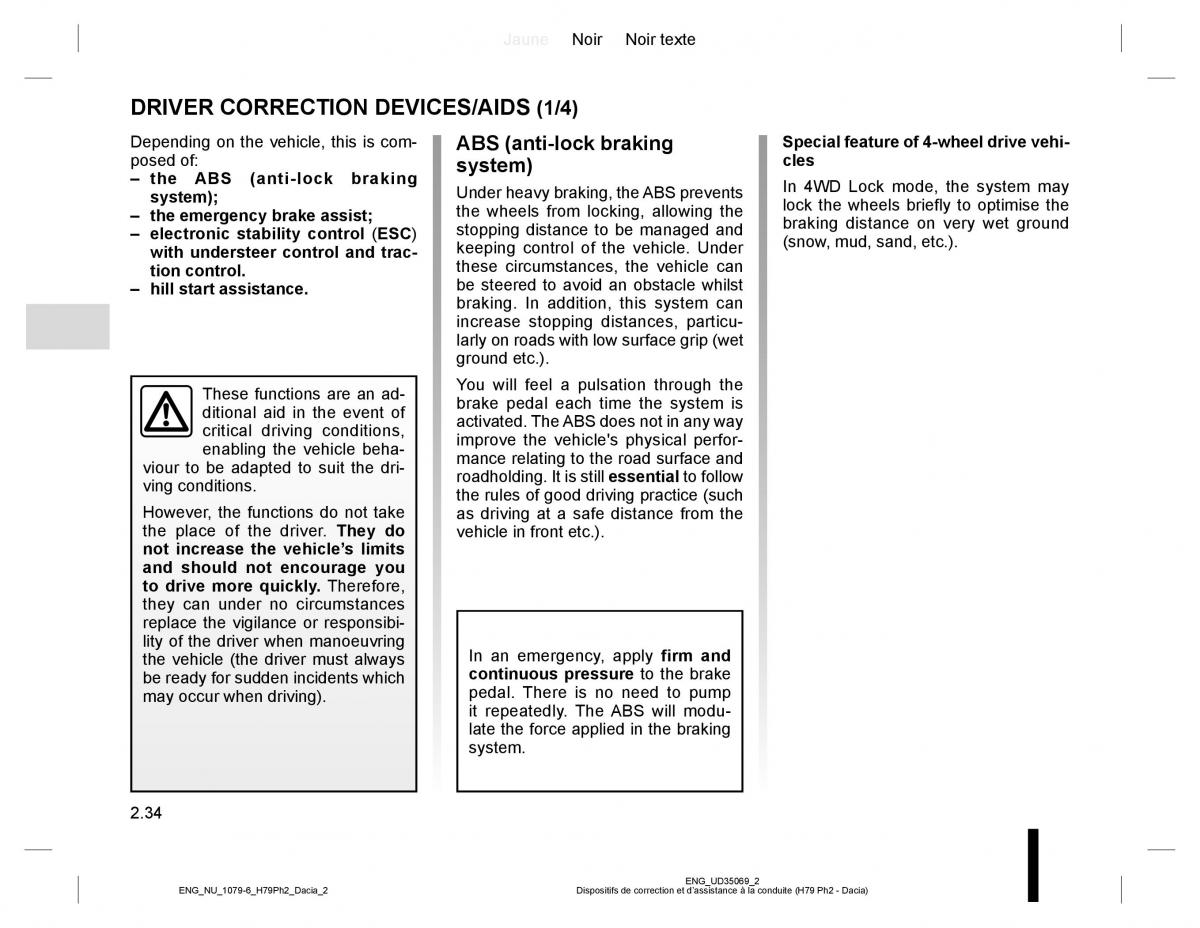 Dacia Duster owners manual / page 110