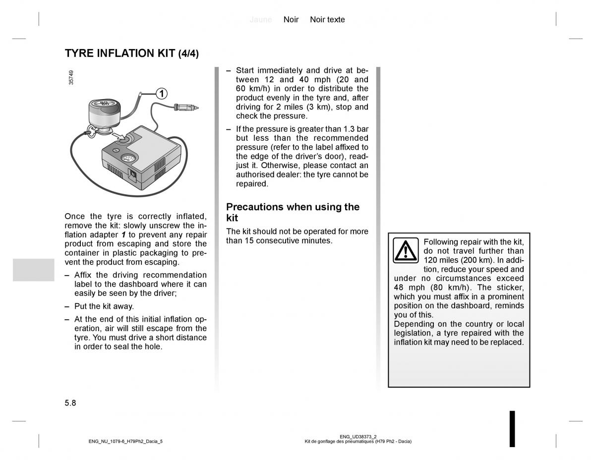 Dacia Duster owners manual / page 186